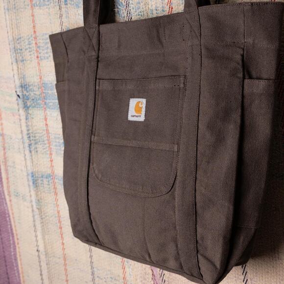 Brown upcycled carhartt tote bag - Picture 4 of 8